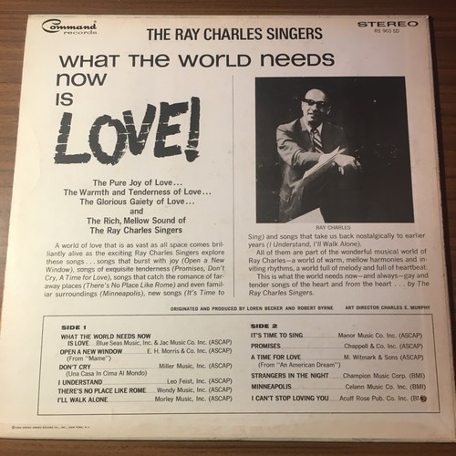 The Ray Charles Singers - What The World Needs Now Is Love - LP Command - Picture 2 of 3