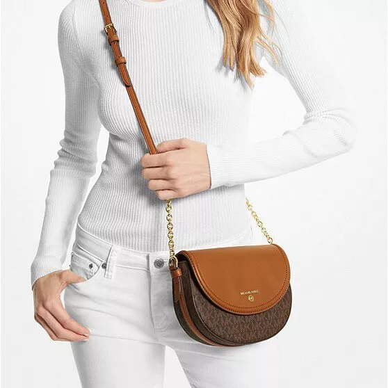 Jet Set Medium Logo and Leather Half Dome Crossbody