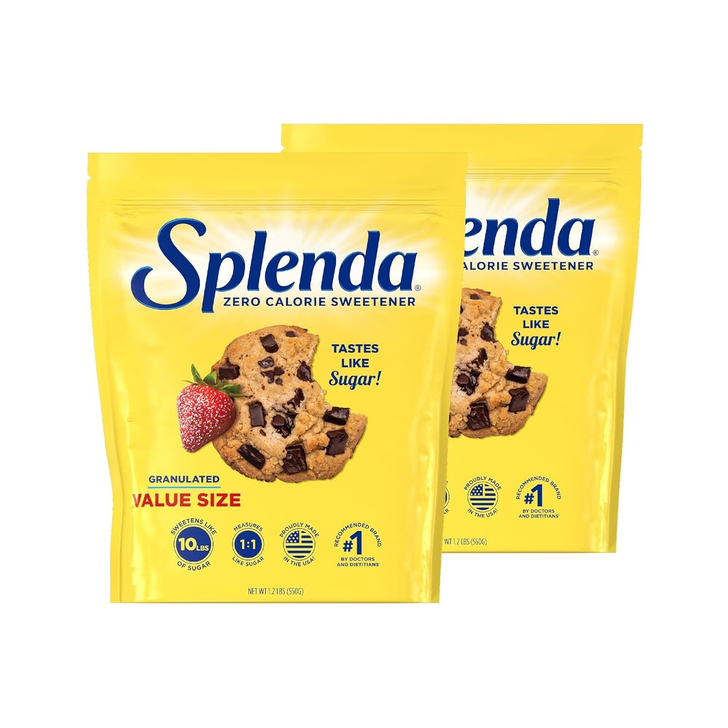 Zero Calorie Sweetener, Granulated Sugar Substitute, Resealable Twin Pack