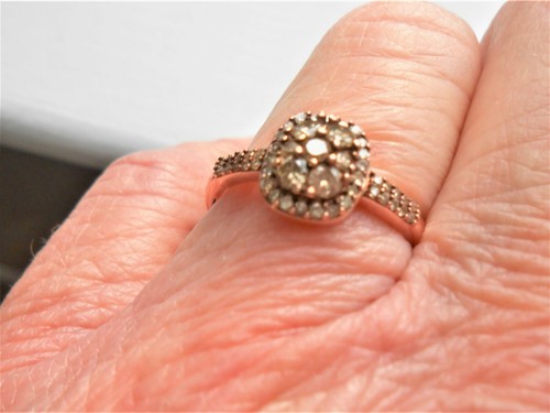 SALE !!! Champagne Diamond Halo Cluster Ring, size 7, NEW, .60 ct. - Picture 8 of 14