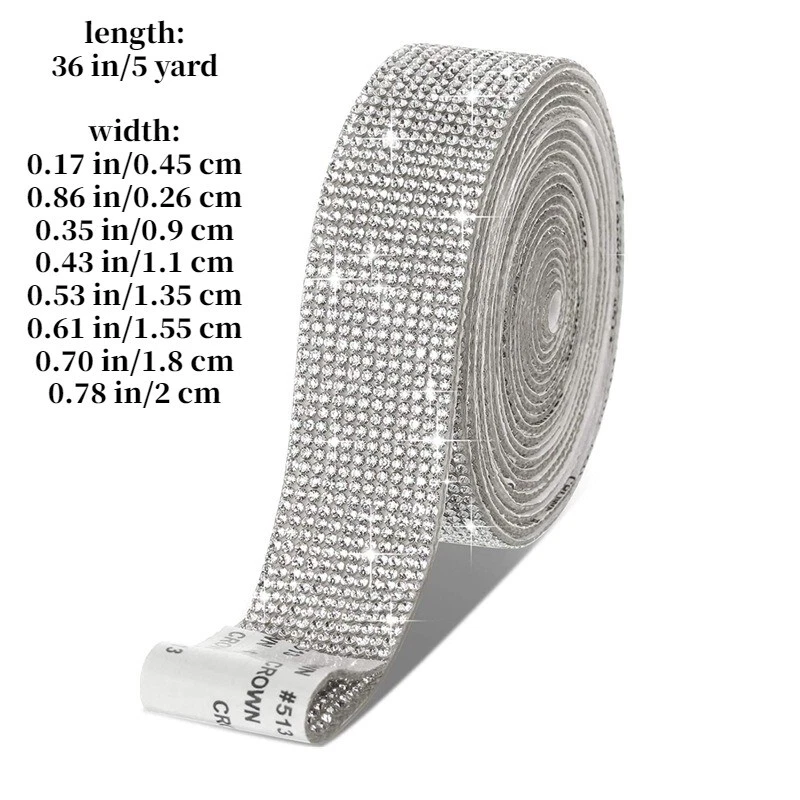 Tiras de cinta autoadhesivas brillantes de estrás de 5 yardas hágalo usted mismo adorno de pegatina de cristal Foto 2 de 4