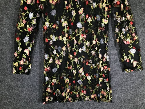 Fushi Small Womens S Transparent Floral Summer Blouse Shirt Cute Long Sleeve Top - Picture 4 of 9