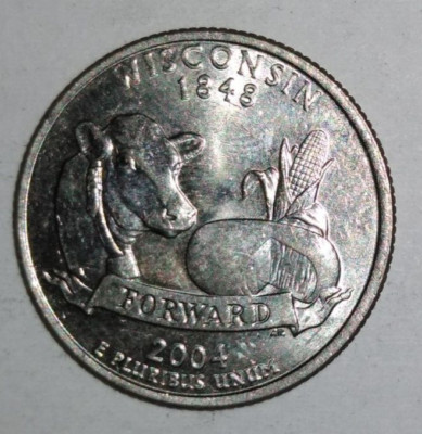 ようちん♩ 2004-P Wisconsin Statehood Quarter 25c Coin - UNC in Holder