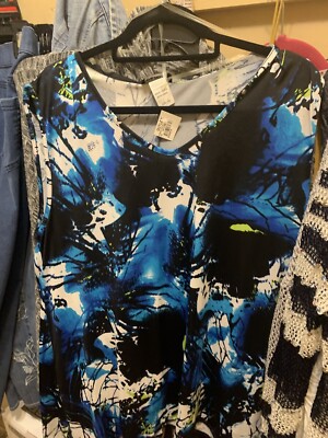 Velocity Sleeveless New With Tags Blue Print Top Sz 2X