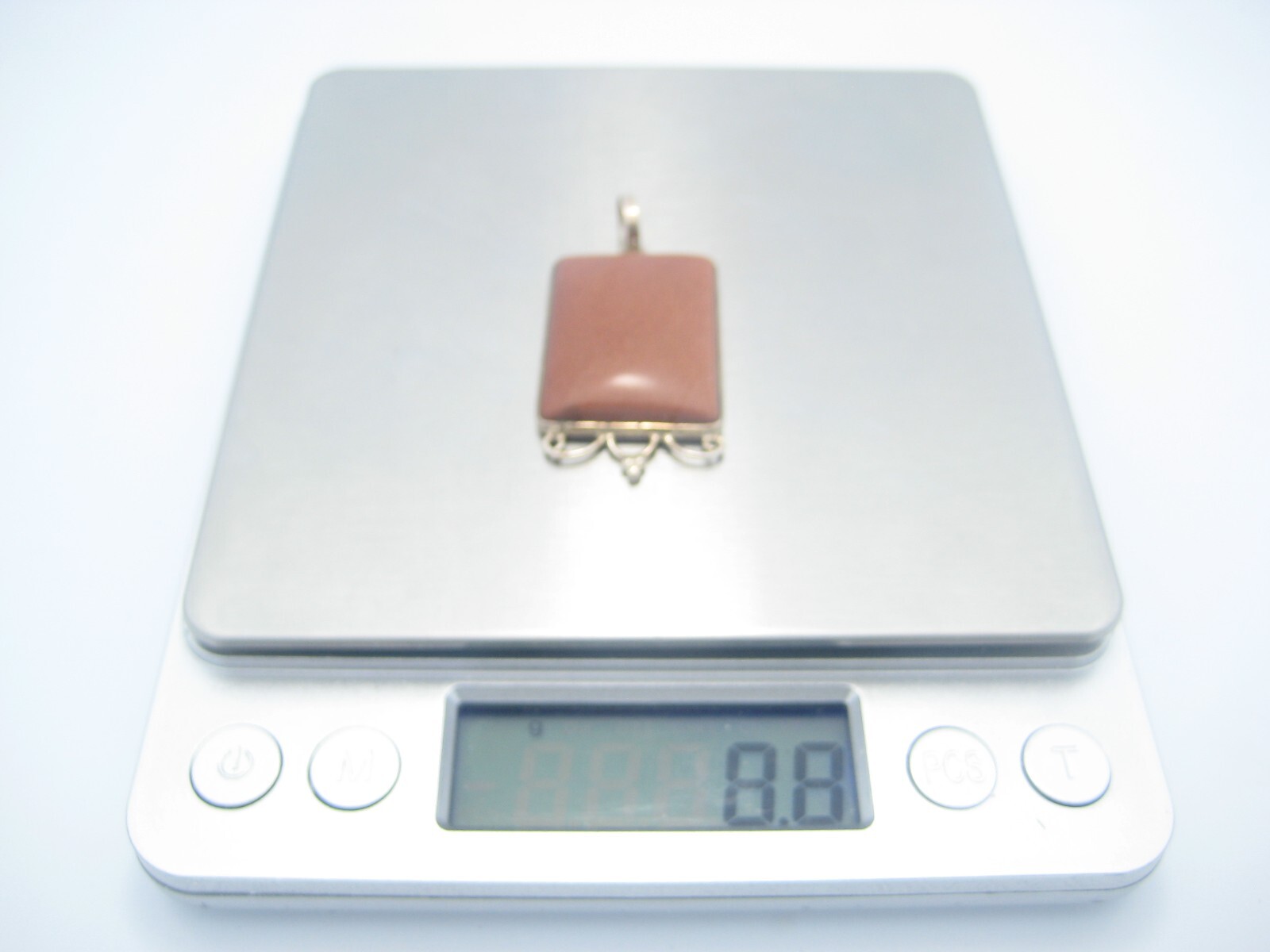 Sterling Silver Red Quartz Rectangular Scroll Bor… - image 4