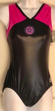 ADIDAS TANK ADULT SMALL GYMNASTICS DANCE GK LEOTARD BLACK PINK FOIL STAR AS NWT 