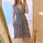 <!--F#f_0-->SERAFINA tiered maxi dress M = 12 (may suit 14 16) blue swirl abstract pattern<!--F/-->