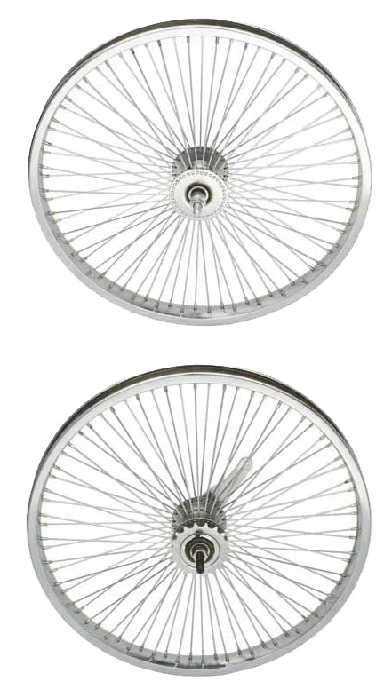 VINTAGE LOWRIDER 20" FRONT OR COASTER WHEEL 72 SPOKE 14G 3/8 AXLE CHROME.