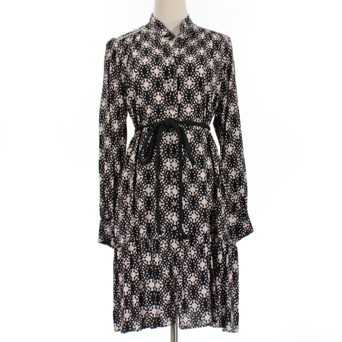 Xirena NWT Anastasia Long Sleeve Dress Size M in Octave Night  (Black/Off-White) | eBay