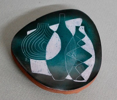 Mid Century Modern Trivet Signed Wildweed Workshop, Denver Vintage Clay Pottery