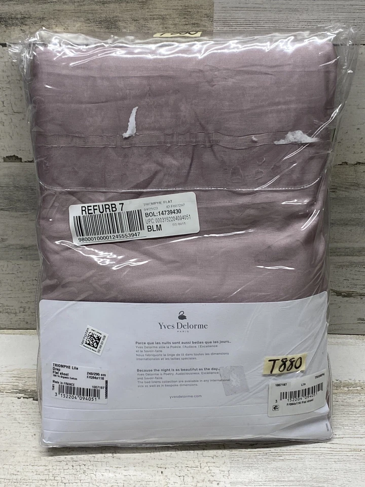 Yves Delorme Triomph Lila King плоский лист новый - Изображение 3 из 4