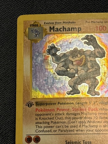 Machamp 1st Edition Shadowless Holo Rare Vintage Pokemon Card - 8/102 Base Set - Picture 3 of 4