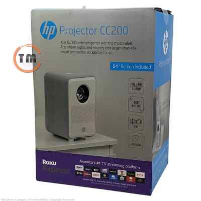 HP CC200 Projector 1080p with ROKU Express Streaming Player & 84'' Screen - [LN] 