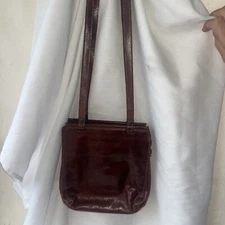 Vintage Giudi Italian Brown Leather 2 Strap Shoulder Bag Purse