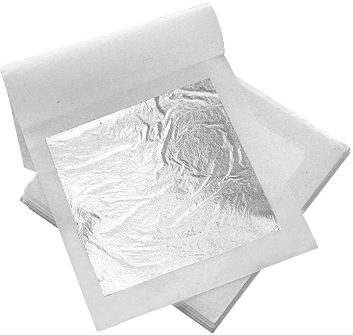 Feuille d'argent véritable Pur 999/1000 alimentaire 110x110mm pour décor de gâteau et chocolat