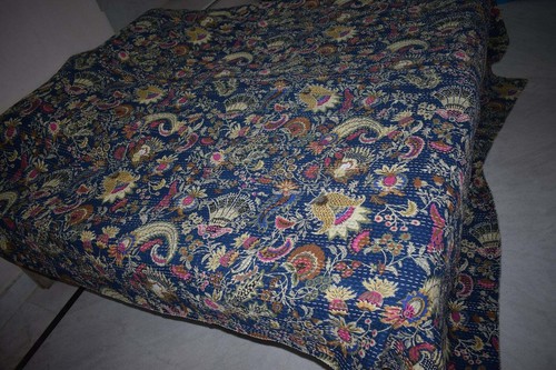 Manta de cama edredón india hecha a mano con estampado de corona de algodón Kantha - Imagen 44 de 49
