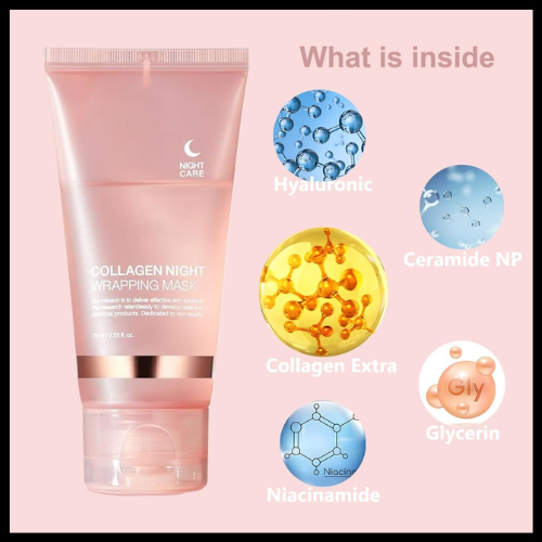 Mask Collagen Night Wrapping Mask, Hydrolyzed Collagen Peel Off Facial Mask - Picture 3 of 5