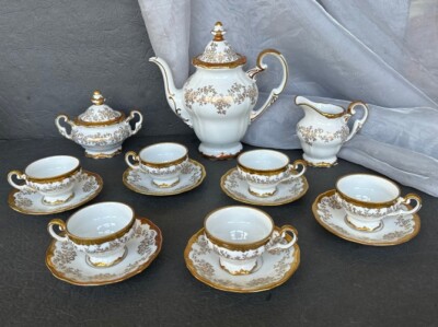 Weimar German White Katharina  14051  Demitasse Set 17Pieces. Brand New!