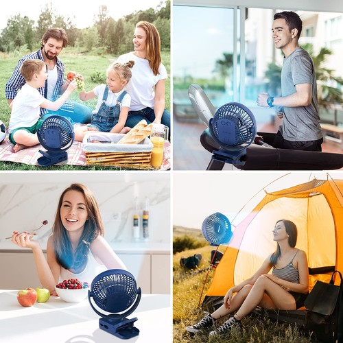 Clip on Fan 65 Hours Portable Desk Fan Rechargeable with LED Lights & Hooks 1... - Picture 7 of 7
