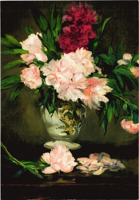 Vase de Pivoines sur Piedouche Edouard Manet  Postcard Unposted Musee d'Orsay
