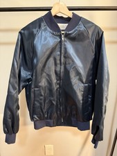 Vintage King Louie Satin Bomber Jacket Blue Men  s M USA Made Retro 80s 90s