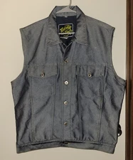 Vintage 90's Texas Tuff Metallic Denim L Vest In Excellent Condition