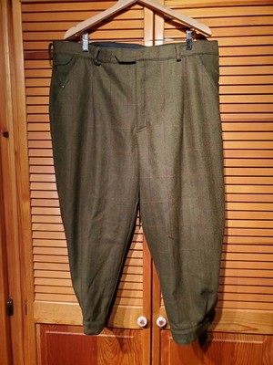 LAKSEN Trousers Mens 42 Green 100% Wool Tweed Shooting Breeks plus fours