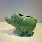 Vintage McCoy Celadon Green  Elephant  Pottery/ Planter 1950’s 7.5x4.75x3