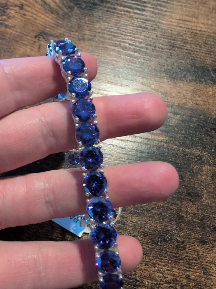 "Pulsera Park Lane impresión violeta circonita cúbica 40K tono plata 7-9"" ¡Nueva! Valor de $188 Foto 4 de 4
