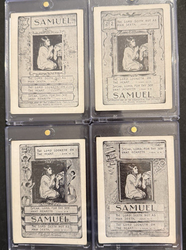 1895 ANTIQUE BIBLE AUTHORS GAME CARDS - 4 CARD SET-SAMUEL BOOK-2- CARDS 1-2-3-4