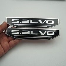 Silver For 2019-2026 1500 5.3l V8 Insert Side Fender Vent Metal Emblems Pair