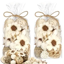  2 Pack Decorative Balls Potpourri Bowl Filler Decor Natural Vase Bowl White