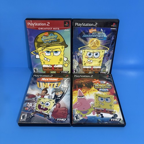 PS2 Game Lot ~ Sponge Bob ~ Battle For BB, The Movie, Atlantis, Nicktoons Unite