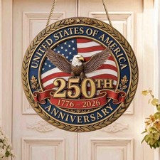 USA 250th Eagle Door Wooden Sign, Patriotic Wall Decor, 4th of July