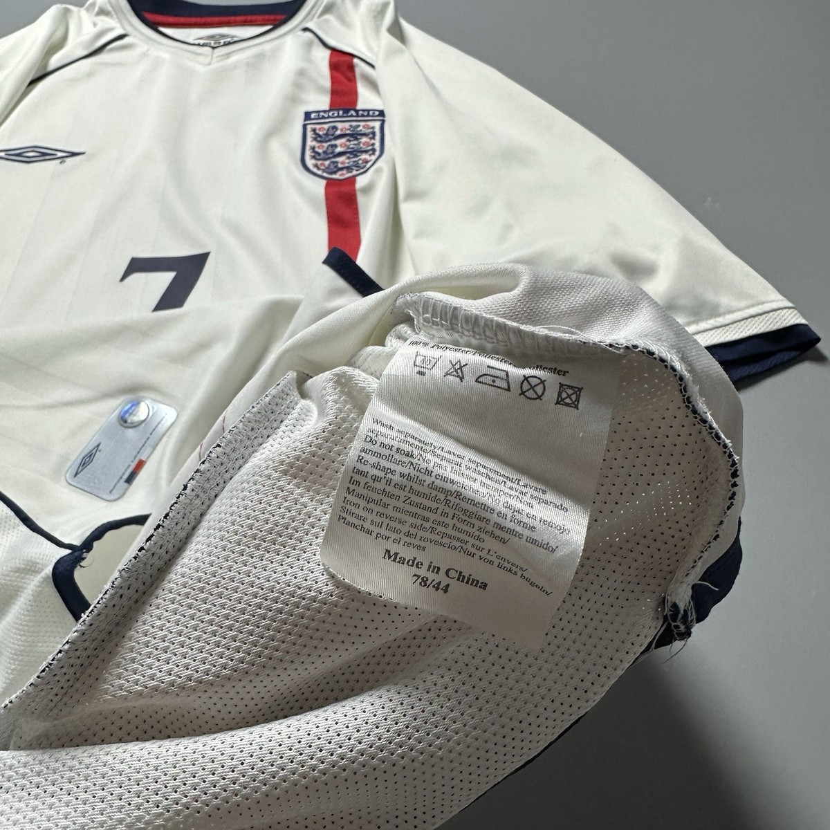 ENGLAND UMBRO 2002 WORLD CUP FOOTBALL SOCCER HOME JERSEY #7