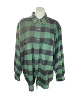 Field Stream Mens FlannelShirt 2XL Green Black Buffalo Plaid Heavy Duty Flan