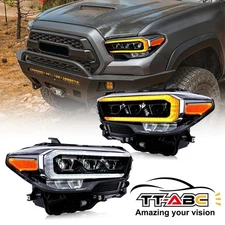 Full LED Headlights for Toyota Tacoma 2016-2022 Sequential Turn Signal DRL Lamps
