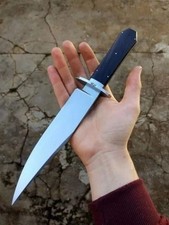 CUSTOM HANDMADE D2 TOOL STEEL HUNTING SURVIVAL BOWIE KNIFE WITH LEATHER SHEATH.