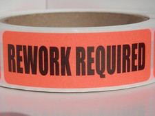 REWORK REQUIRED sticker label for GMP QSR FDA ISO compliance Red Fluor 250/rl