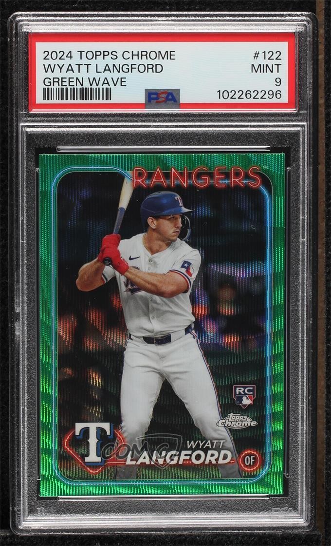 2024 Topps Chrome Green Wave Refractor 67/99 Wyatt Langford #122 PSA 9 MINT f7x