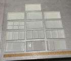 LOT OF 13 VINTAGE AMERICAN MILK GLASS DENTAL INSTRUMENT CABINET DRAWER TRAYS
