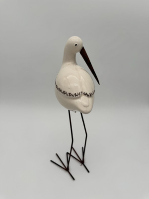 14'' Metal and Ceramic White Ibis