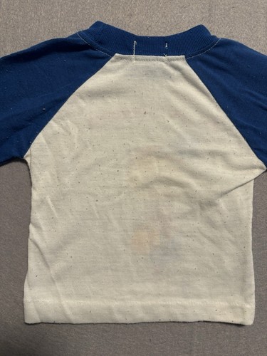 Vintage 90s Boys Baseball Blue & White Long Sleeve Baseball Shirt Size 2 - Picture 9 of 10