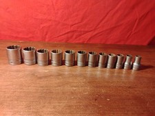 Vintage Snap On 1/2 Inch Drive 12Pt, 12 Piece, Standard SAE Chrome Socket Set Vintage Snap On 1/2 Inch Drive 12Pt, 12 Piece, Standard SAE Chrome Socket Set