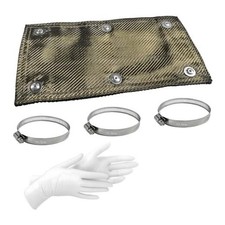 Titanium Pipe Shield, 6" x 12" Exhaust Heat Guard Cover with Gloves  Hose