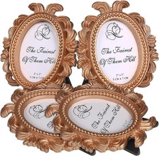 Vintage Mini Photo Frames 4-Pack Gold Small Picture Frames 3.5X3.1 Inch Compact