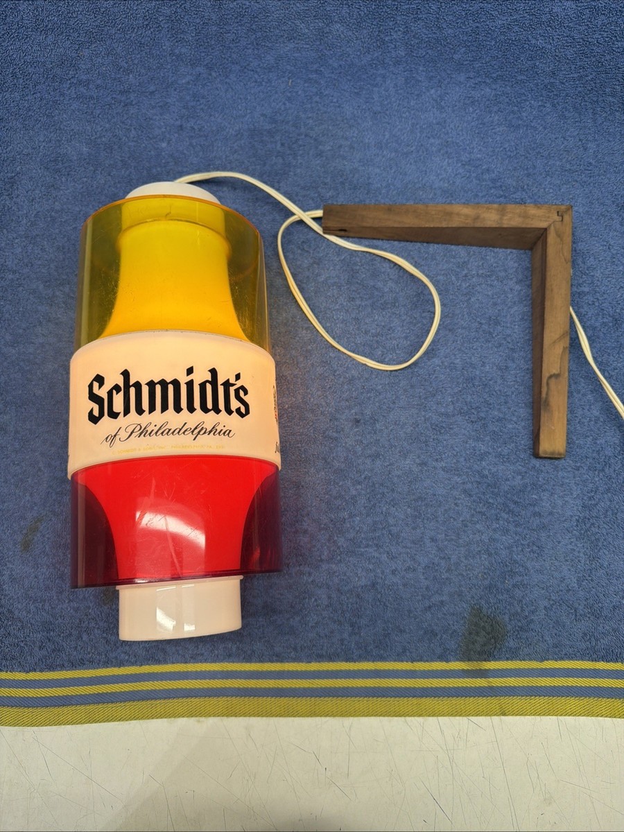 VINTAGE SCHMIDT'S BEER HANGING LIGHT UP SCONCE SIGN 12” X 6