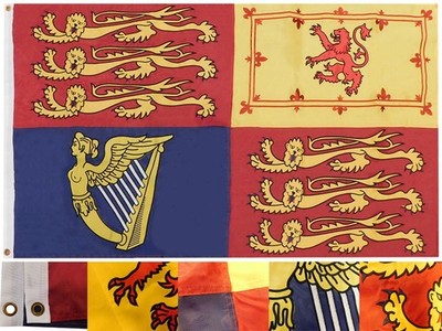Uk Britain Royal Crown Harp Lion 300D Embroidered Nylon Flag 3'x5' 2 clips (Box)