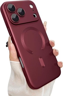 Slim Shockproof Bumper Case for iPhone 17 Pro Max, Magnetic Soft Silicone, Wine
