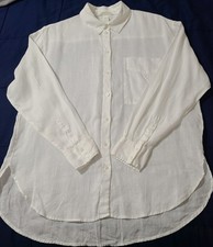 H&M 100% Linen White Button Front Shirt Blous...